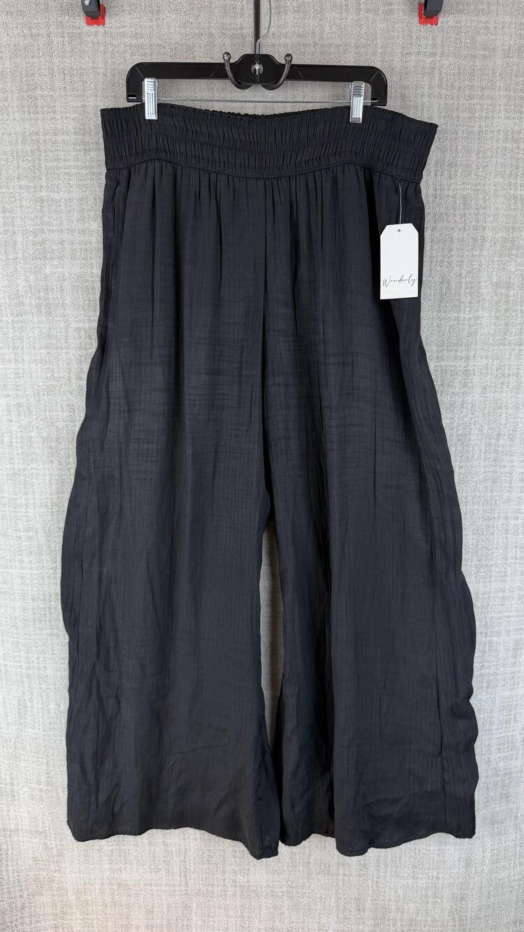 Wonderly Pants Womens XL Black Dress Rayon Pleated Skater Grunge Y2K Elastic